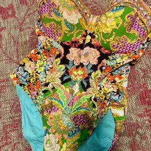 Camilla Multicolor Floral One Piece Swimsuit never worn has underwire